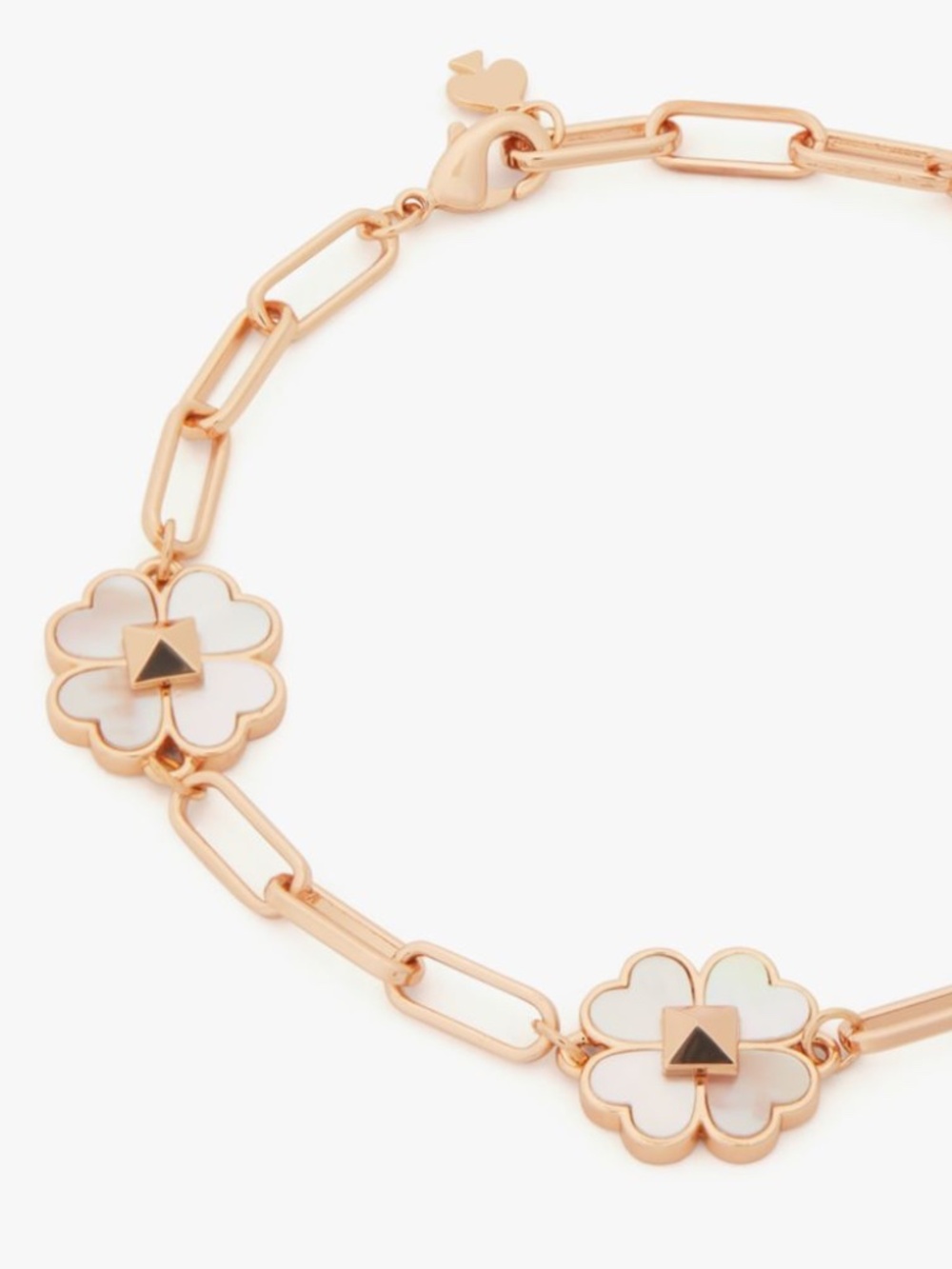 NWT Kate Spade Spades & Studs Chain Link Bracelet Rose Gold KE978 $129 - Picture 4 of 7